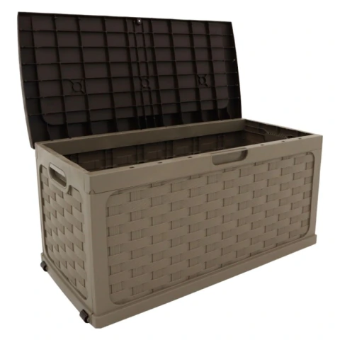 Baú Plastico Rattan Marrom 335 Litros Bel Lazer