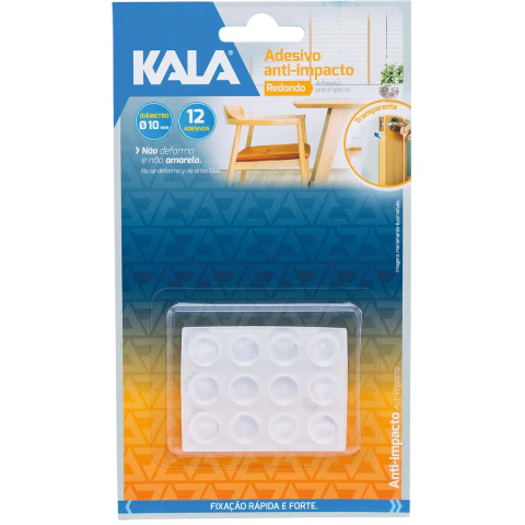 Adesivo Anti Impacto Transparente Redondo 10Mm 12 Peças Kala PVC Alta Resistência