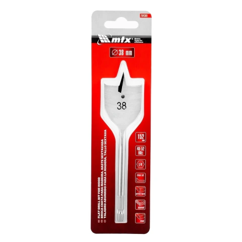 Broca Chata 38mm Madeira 150mm Haste Sextavada Aço 45 MTX