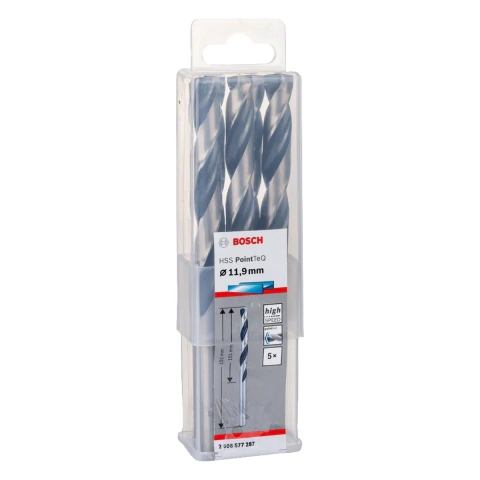 Broca Metal Bosch Aço Rápido Hss-Pointteq 11,9mm 5 Peças