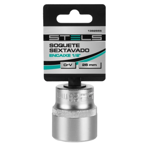 Soquete Sextavado 1/2'' 26mm Aço CrV Stels
