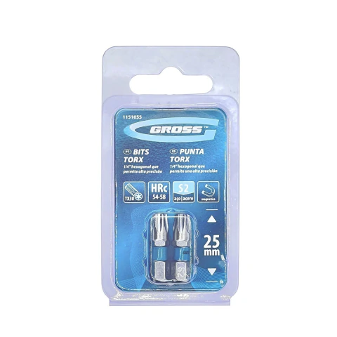 Kit 2 Bits Torx T30 Aço Cromo Molibdênio S2 25 Mm 58 Hrc Gross