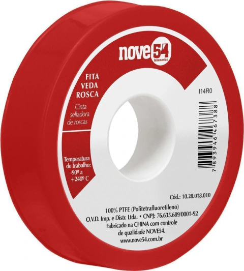 Fita veda rosca 18mmx10m ptfe teflon - Nove54