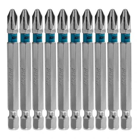 Bits Phillips Ph2 70mm 10un Aço S2 Gross 1/4 Magnético