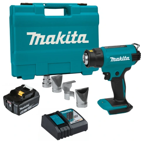 Soprador Termico Sem Fio 18V Portátil 500°C Com 1 Bateria Carregador Tubeiras Maleta DHG180RT Makita