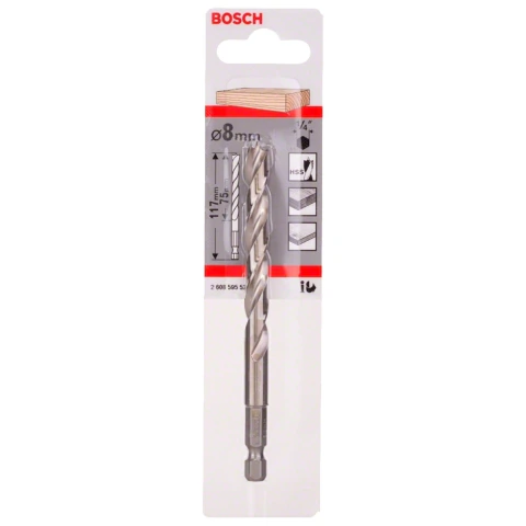 Broca Para Madeira Bosch 3 Pontas 8mm (Encaixe 1/4'')
