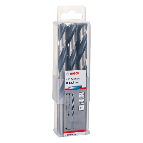 Broca Metal Bosch Aço Rápido Hss-Pointteq 12,6mm 5 Peças