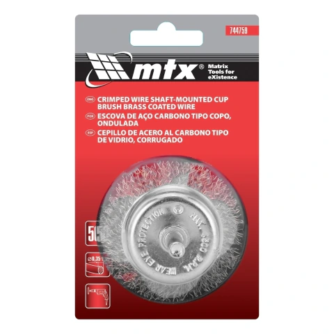 Escova Tipo Copo Latonada 50 mm Haste 6 mm 4500 RPM 1 Peça Mtx Para Furadeira