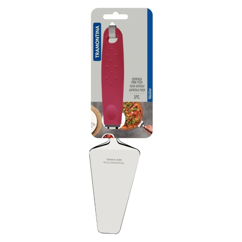 Espátula Para Pizza Tramontina Utilità Aço Inox Cabo Polipropileno Vermelho Com Furo Passante