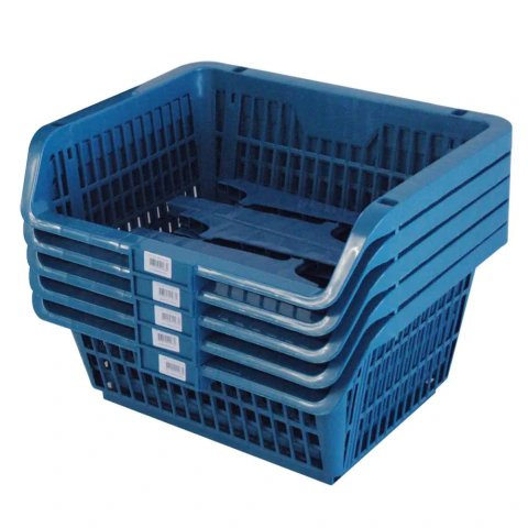 Conjunto 5 Cestos Expositor Empilhável Azul Presto