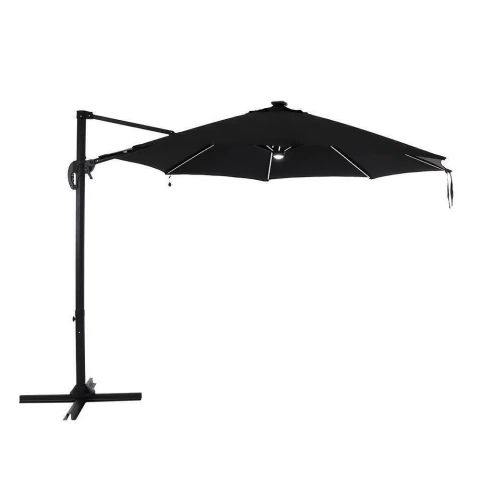 Ombrellone Ferrara Preto Suspenso 3,00m Alumínio LED Bel Lazer