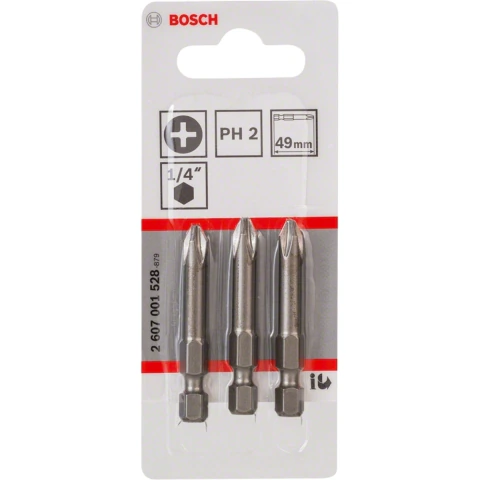 Pontas Bosch Extra Hard Phillips Ph2 49mm Com 3 Peças