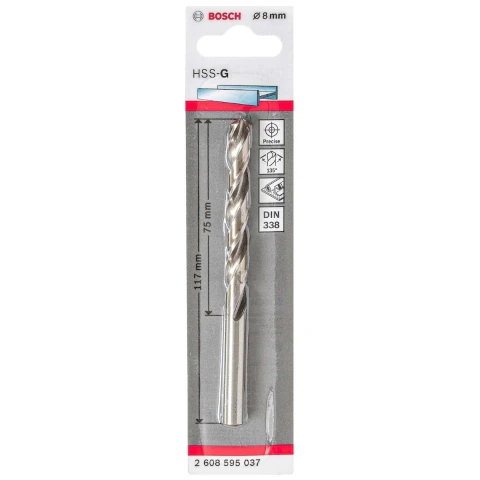 Broca Para Metal Bosch Aço Rápido Hss-G 8mm