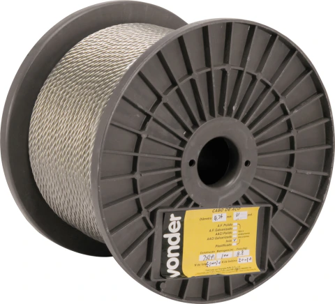 Cabo de aço aai 1/8" alma de aço 6x7 inox c/ 100m Vonder
