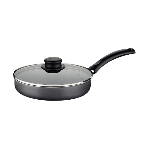 Frigideira Reta Tramontina Turim 22 Cm 1.7 L Antiaderente Starflon Max Com Tampa De Vidro Cinza