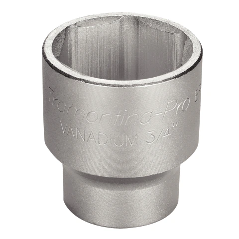 Soquete Sextavado 50mm 3/4'' Aço Cromo Vanádio Acabamento Cromado Norma DIN 3124 Tramontina PRO