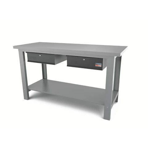 Bancada Aberta 2 Gavetas 1,6 M X 1,9 mm Tampo Metálico 30 KG por Gaveta 400 KG Tramontina PRO