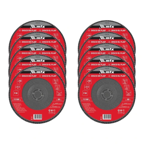 Disco de Desbaste Flap Óxido Alumínio P80 180 X 22,2mm MTX