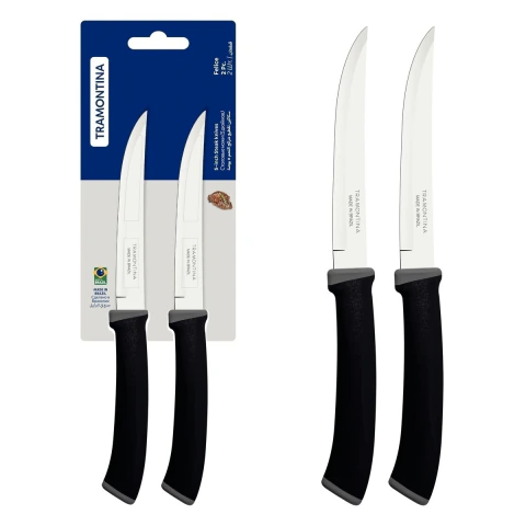 Conjunto De Facas Para Churrasco Tramontina Felice Aço Inox Fio Liso Cabo Polipropileno 02 Peças