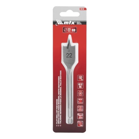 Broca Chata Para Madeira 22 X 150 Mm Haste Sextavada 1 Peça Mtx Aço De Alta Resistência