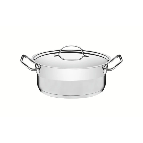 Caçarola Tramontina Professional Aço Inox 20 cm 2,9 L Fundo Triplo Com Tampa Plana Indução