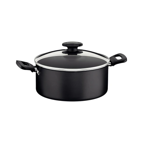 Caçarola Tramontina Loreto 22 Cm 3,7 L Grafite Starflon Max Com Tampa De Vidro E Alças Em Baquelite