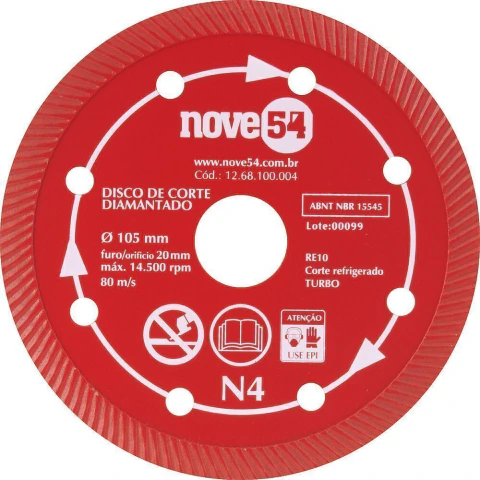 Disco diamantado 105mm turbo furo 20mm n4 Nove54