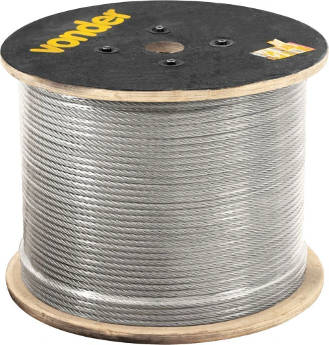 Cabo de aço af 1/4" alma de fibra 6x25f galv c/ 100m Vonder