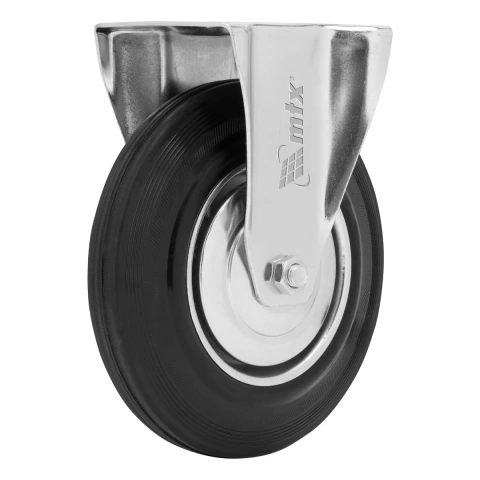 Rodízio Fixo 200mm 165kg Borracha Preta MTX 6871255 Para Carrinhos