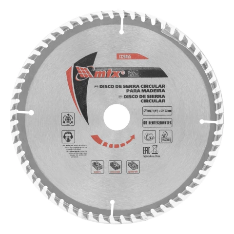 Disco Serra Circular Madeira 185mm 60 Dentes Aço 65Mn Liga YG8 MTX 7326455 Cortes Precisos