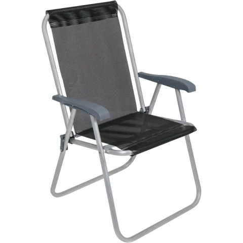 Cadeira Praia Relax Comfort Alumínio Preta Bel