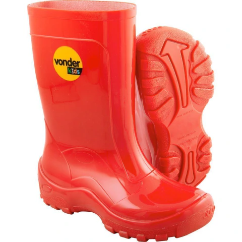 Bota Infantil Vermelha PVC com Forro Tam. 26/27 Vonder