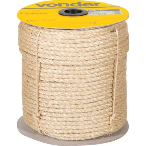Corda Sisal Torcida 10,0mm 10,0kg 140m Natural Vonder