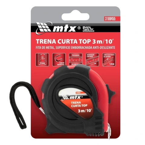 Trena Curta Top 3m x 19mm Com Gancho Magnético Mtx