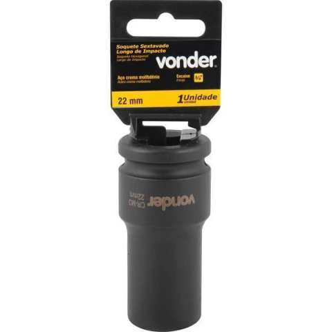 Soquete Sextavado Impacto Longo 3/4" 22mm Aço Cromo Vonder