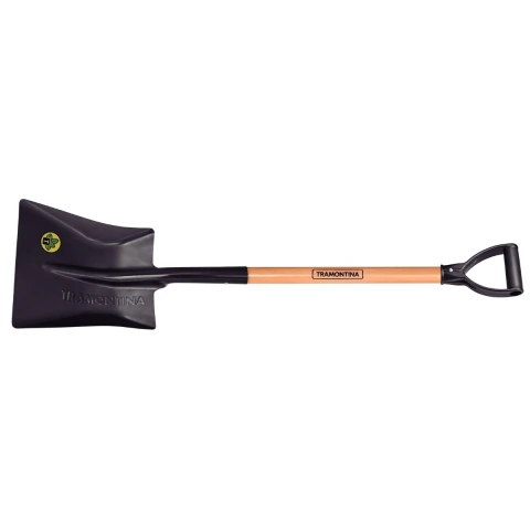 Pá Quadrada 71 cm Aço 465/30 com Cabo de Madeira e Empunhadura Plástica Ergonômica Tramontina