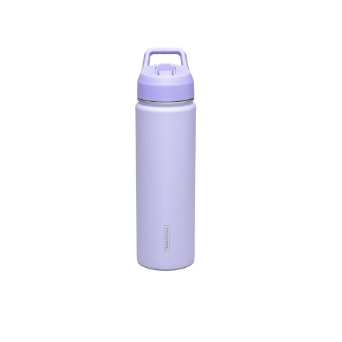 Garrafa Térmica Tramontina 650 Ml Aço Revestido Lilás Com Canudo E Parede Dupla
