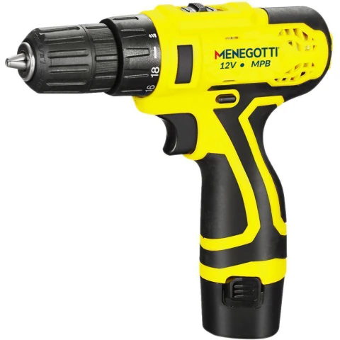 Parafusadeira a Bateria MPB-12 12V Menegotti 18+1 Posições de Torque 127/220V Acompanha Bateria