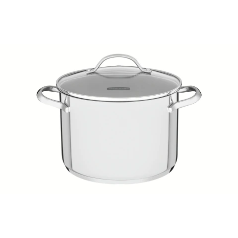 Caldeirão Tramontina Una Aço Inox Fundo Triplo 20 cm 4,6 L Com Tampa De Vidro Indução