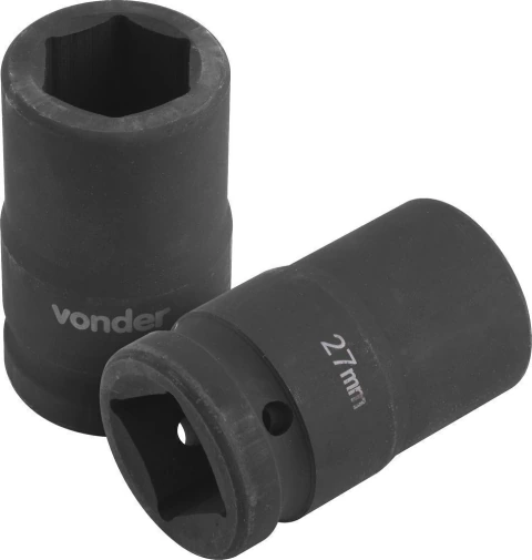 Soquete sextavado impacto encaixe 1" 27mm fosfatizado Vonder