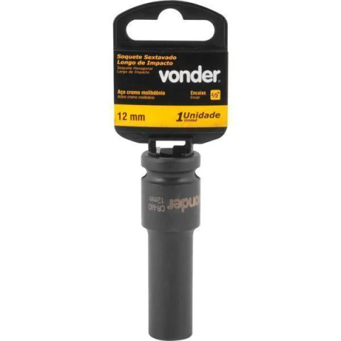 Soquete Sext Impacto Longo Enc 1/2" 12mm Aço Cromo Vonder