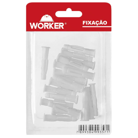 Bucha Plástico 08 Aba 10P 017 421286 Para Paredes Ocas Fixação Resistente Worker