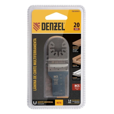 Lâmina De Corte Multiferramenta Reta Hcs Para Madeira 20 X 1,4 Mm Dente Fino Denzel