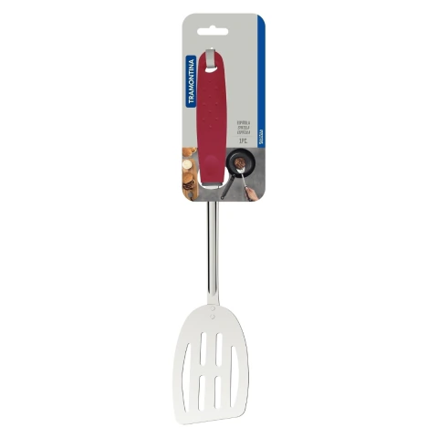 Espátula Tramontina Utilità Aço Inox Cabo Polipropileno Vermelho Resistente Para Cozinha Gourmet