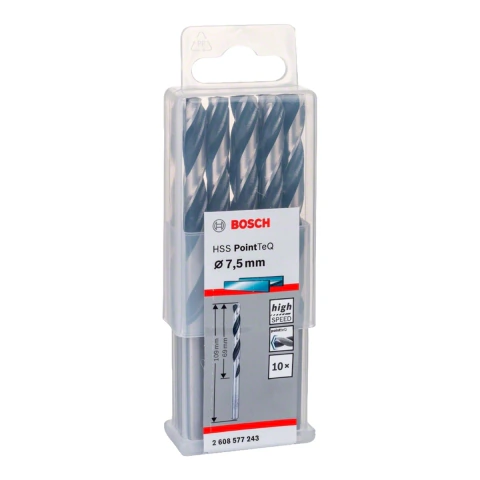 Broca Metal Bosch Aço Rápido Hss-Pointteq 7,5mm 10 Peças
