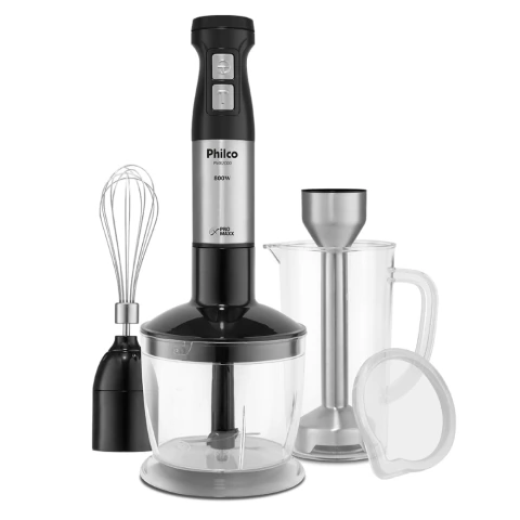 Mixer PMX2000 800W 220V 3 em 1 Philco Preto Processador Batedor de Claras Jarra Copo Função Turbo