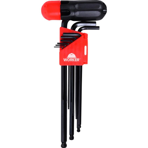 Jogo De Chave Hexagonal Abaulada 1.5 A 10Mm 10 Peças Aço Cromo Vanádio Worker