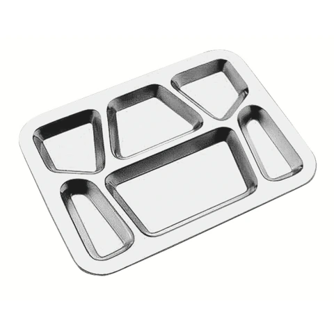 Bandeja Tramontina Service Em Aço Inox Com 6 Divisórias Para Refeições E Hospitais