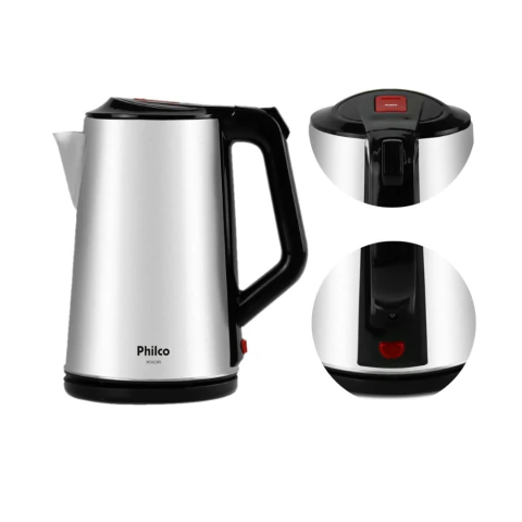 Chaleira Elétrica PCH23PI Philco Capacidade 2,3 Litros Jarra em Inox Desligamento Automático 220V