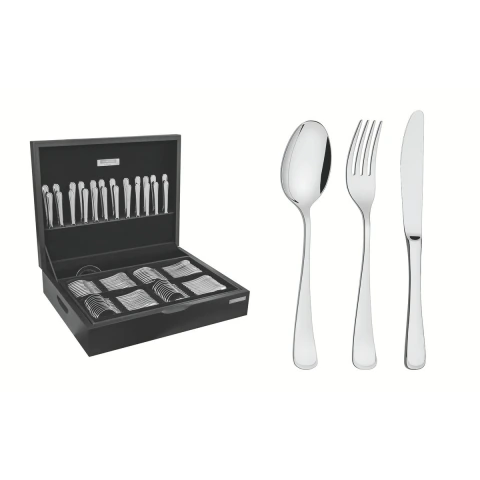 Faqueiro 101 Peças Aço Inox 6mm Facas Forjadas Mônaco Tramontina Alto Brilho Com Estojo